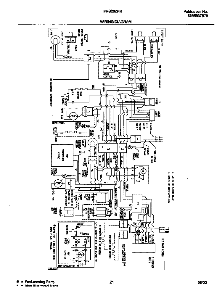 WIRING DIAGRAM Diagram and Parts List for FRS26ZPHD2  Frigidaire Refrigerator
