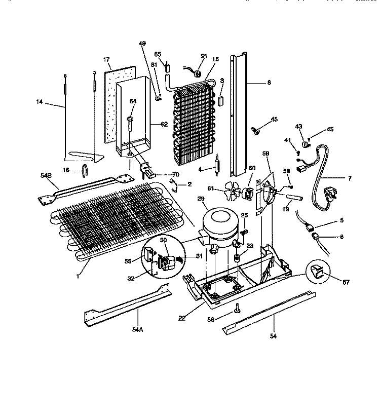 SYSTEM Diagram and Parts List for FRS22WNCW1  Frigidaire Refrigerator