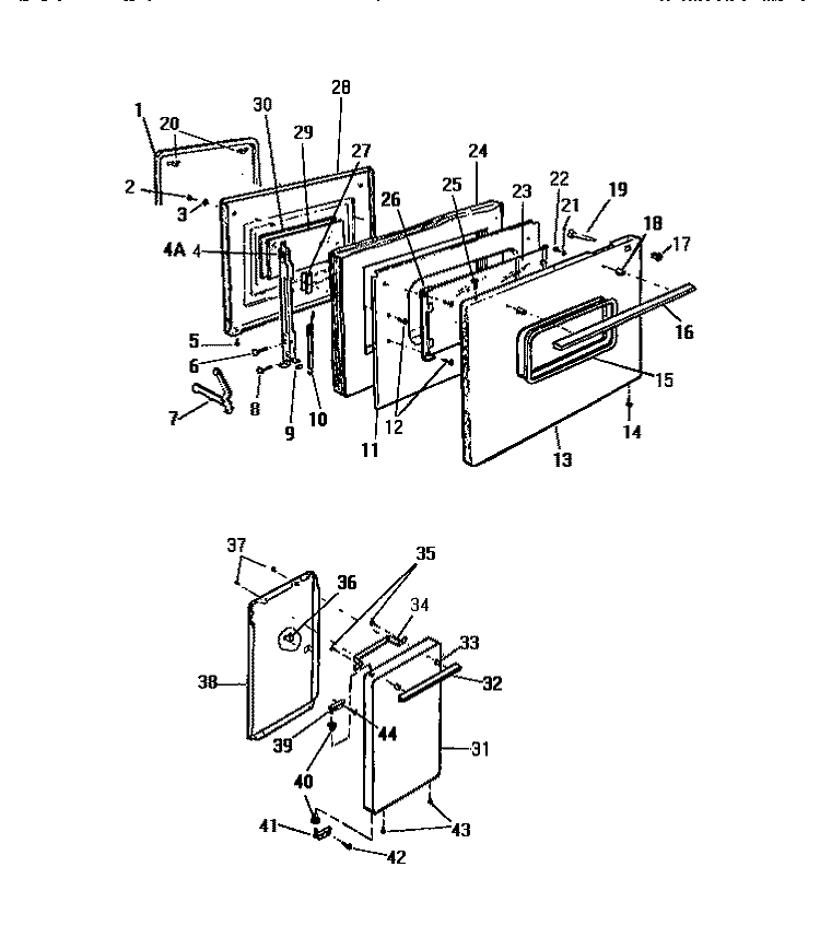 DOOR Diagram and Parts List for KF404GDW0  Frigidaire Range