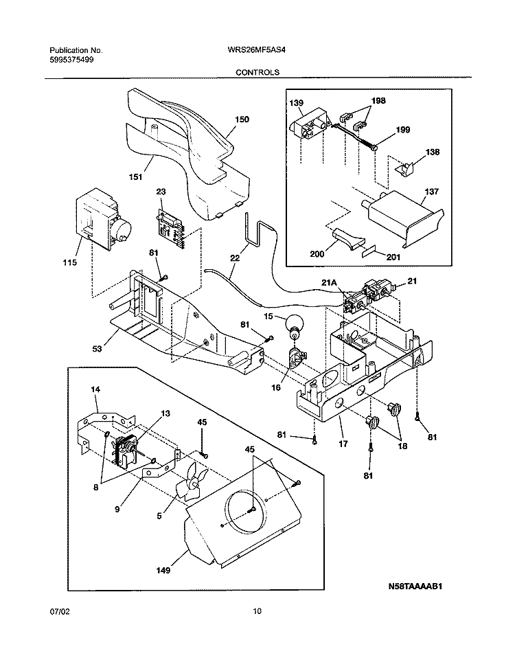 CONTROLS Diagram and Parts List for WRS26MF5AS4  Westinghouse Refrigerator
