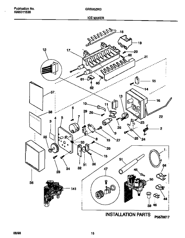 ICE MAKER Diagram and Parts List for GRS26ZRGD2  Gibson Refrigerator