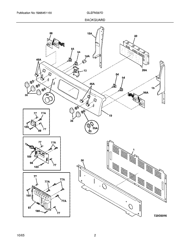 BACKGUARD Diagram and Parts List for GLEFM397DQD  Frigidaire Range