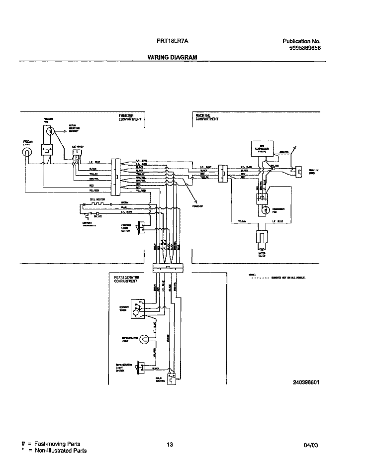 WIRING DIAGRAM Diagram and Parts List for FRT18LR7AQ8  Frigidaire Refrigerator