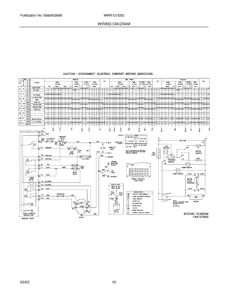 WIRING DIAGRAM Diagram and Parts List for WWX121ES0  Westinghouse Washer