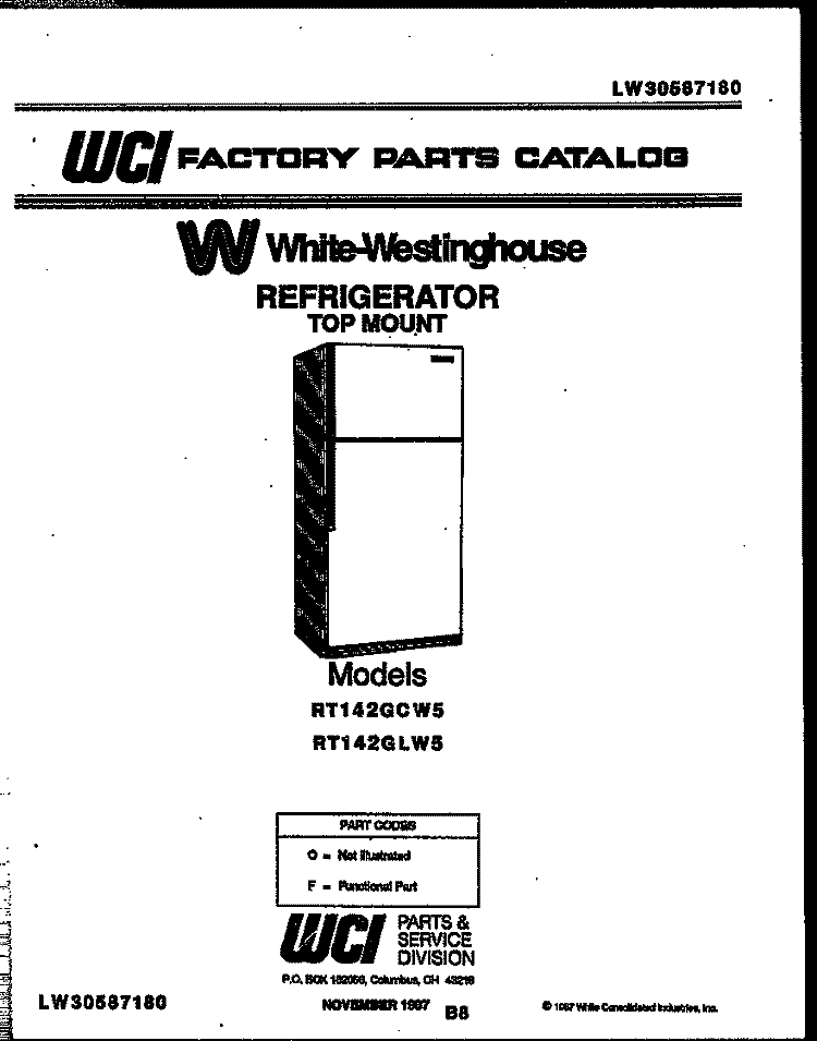 COVER Diagram and Parts List for RT142GLD5  Frigidaire Refrigerator