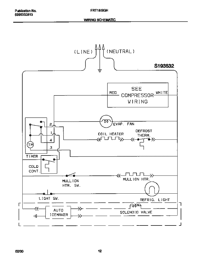 WIRINGDIAGRAM Diagram and Parts List for FRT18ISGHD0  Frigidaire Refrigerator