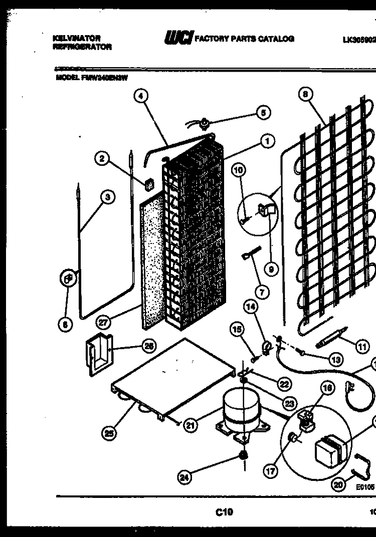SYSTEM AND AUTOMATIC DEFROST PARTS Diagram and Parts List for FMW240EN3D  Kelvinator Refrigerator