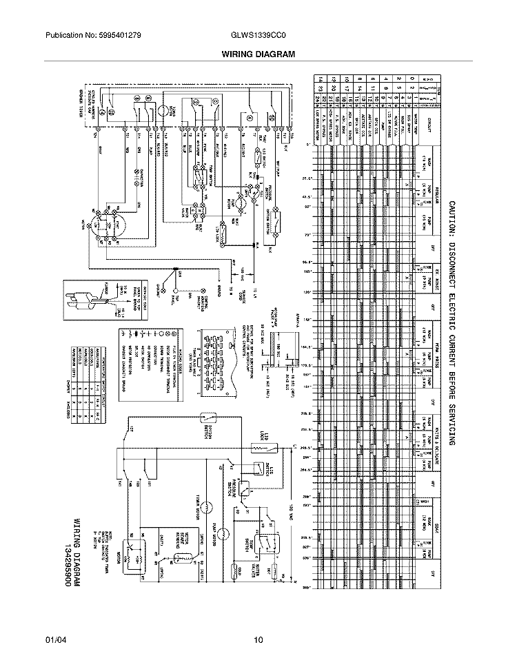 WIRING DIAGRAM Diagram and Parts List for GLWS1339CC0  Frigidaire Washer