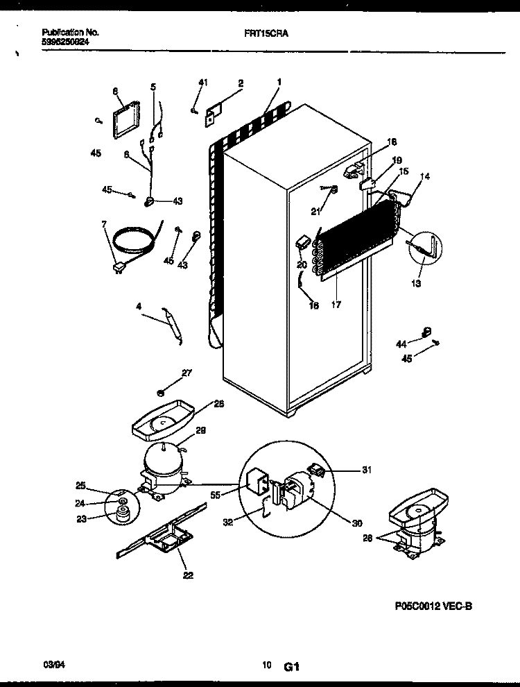 SYSTEM AND AUTOMATIC DEFROST PARTS Diagram and Parts List for FRT15CRAZ0  Frigidaire Refrigerator