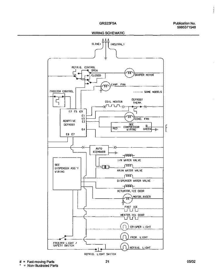 WIRING SCHEMATIC Diagram and Parts List for GRS23F5AW3  Gibson Refrigerator