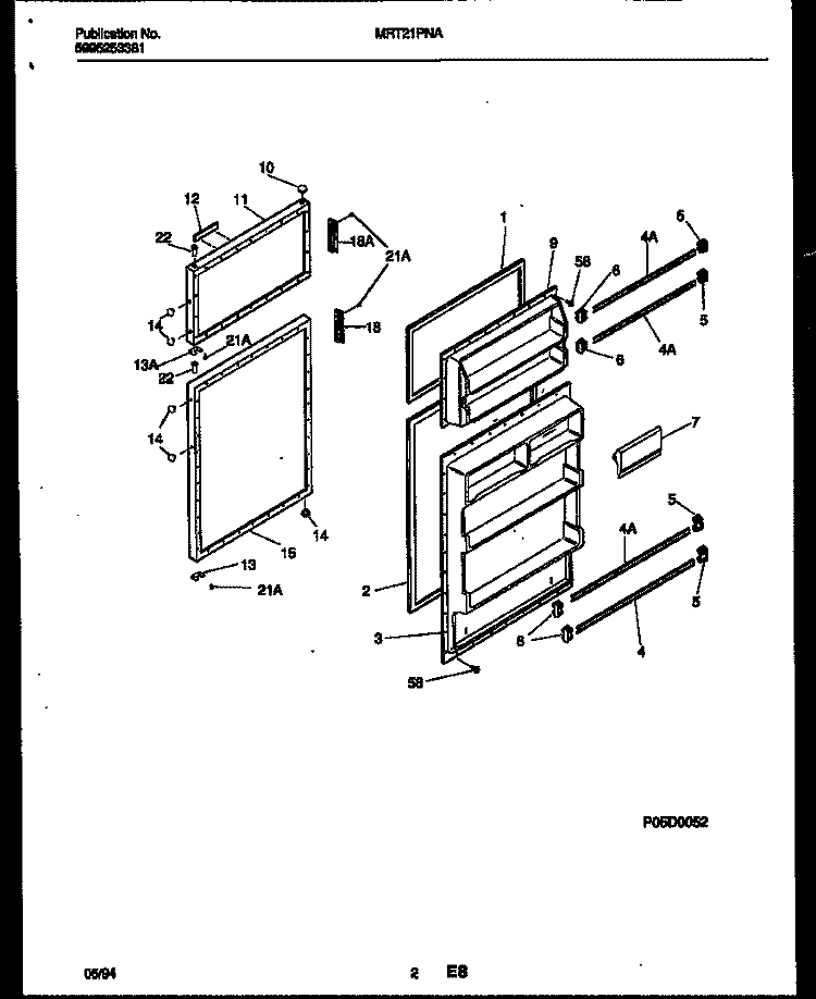 DOOR PARTS Diagram and Parts List for MRT21PNAW0  Frigidaire Refrigerator