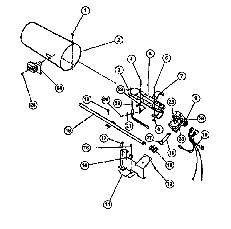 GAS VALVE, BURNER ASSEMBLY, SENSO Diagram and Parts List for DG8800PW1  Frigidaire Dryer