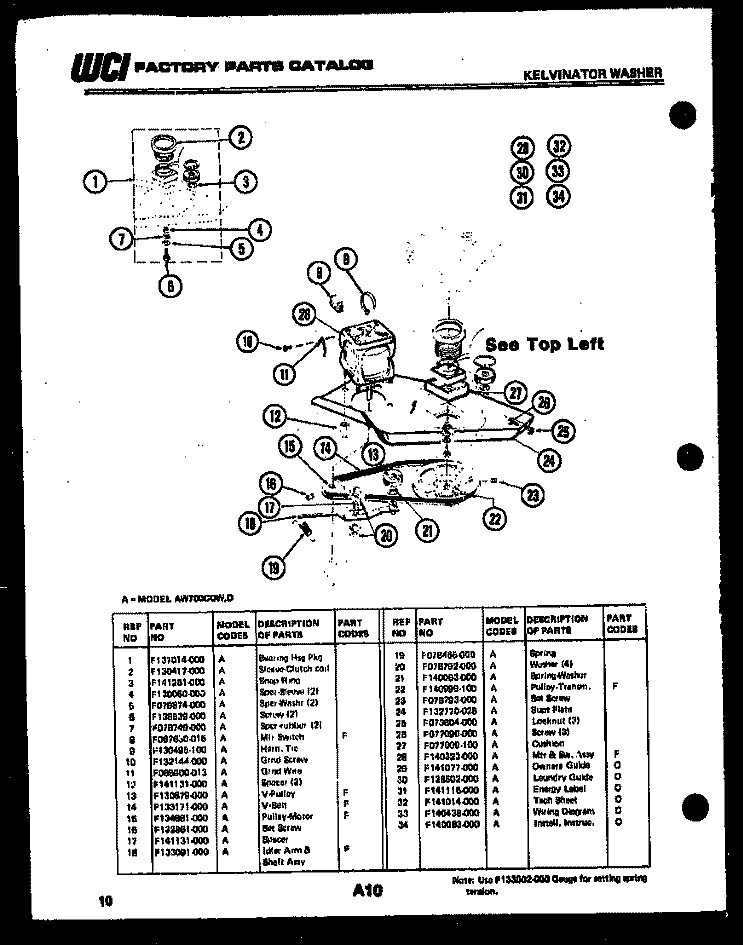 MOTOR PARTS Diagram and Parts List for AW700C0D  Kelvinator Washer