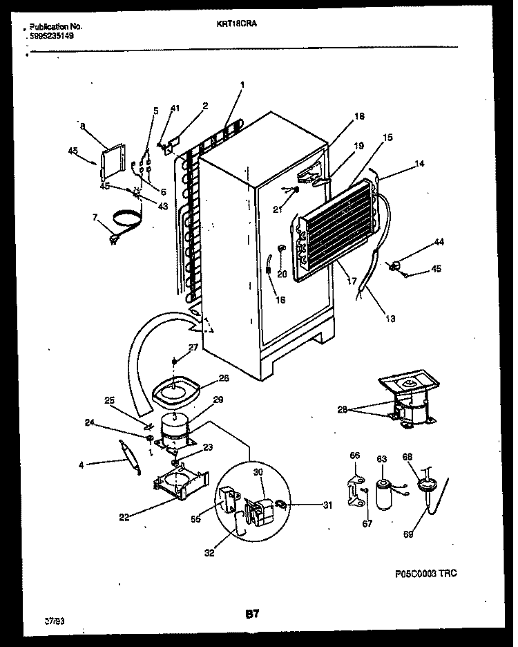 SYSTEM AND AUTOMATIC DEFROST PARTS Diagram and Parts List for KRT18CRAW0  Kelvinator Refrigerator