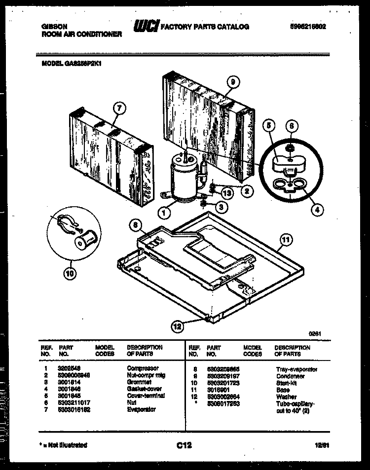 SYSTEM PARTS Diagram and Parts List for GAS258P2K1  Gibson Air Conditioner