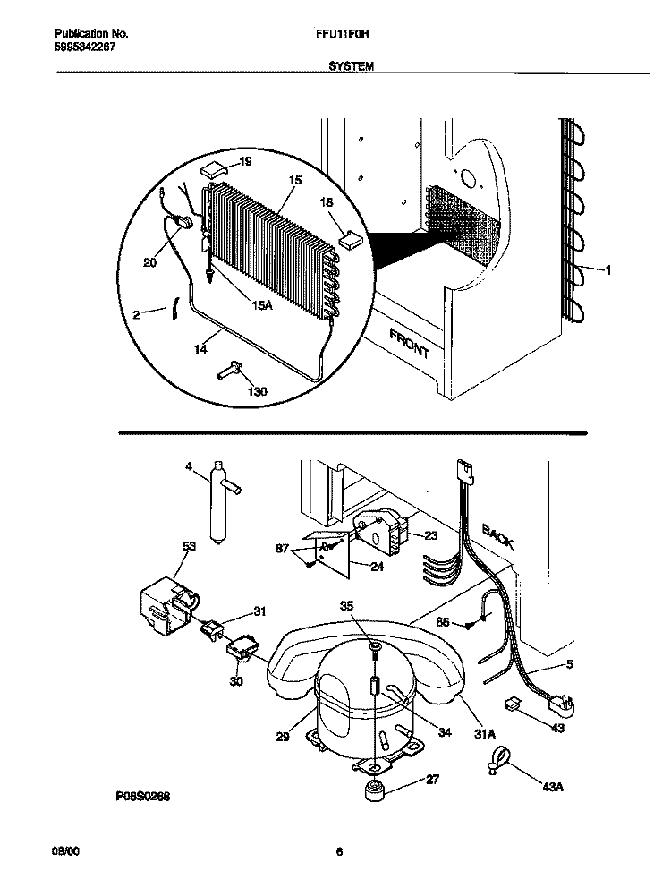 SYSTEM Diagram and Parts List for FFU11F0HW2  Frigidaire Freezer