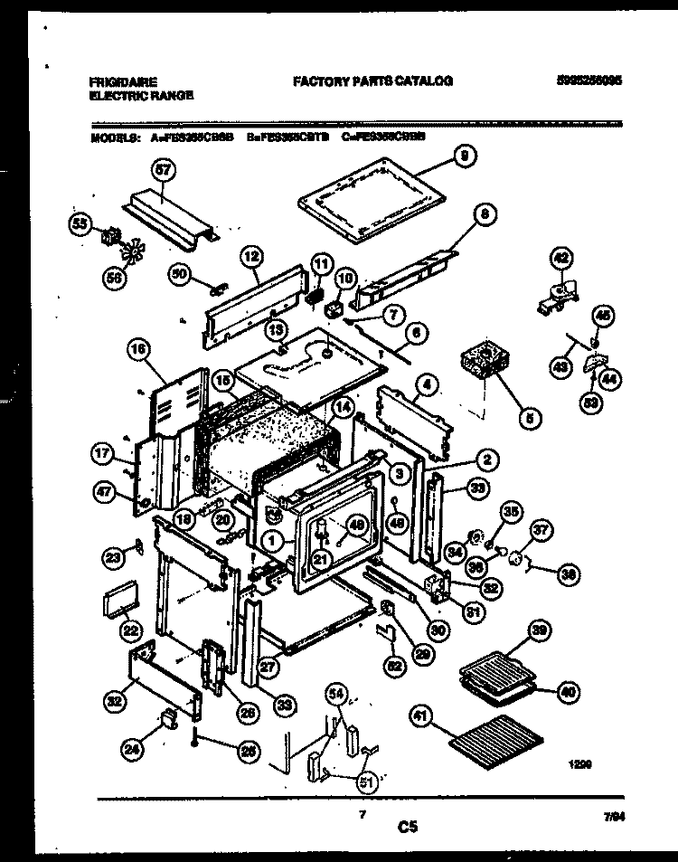BODY PARTS Diagram and Parts List for FES355CBBB  Frigidaire Range