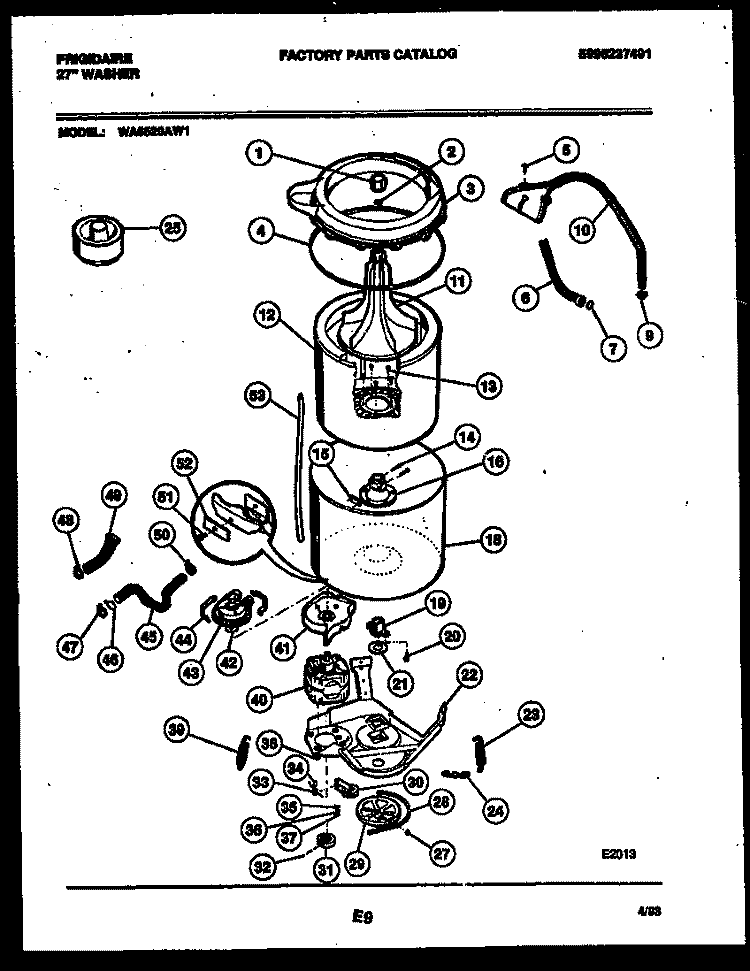 TUB DETAIL Diagram and Parts List for WA6520AL1  Frigidaire Washer