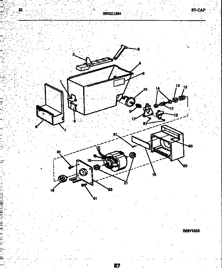 ICE DISPENSER Diagram and Parts List for 95-2491-23-00  Tappan Refrigerator