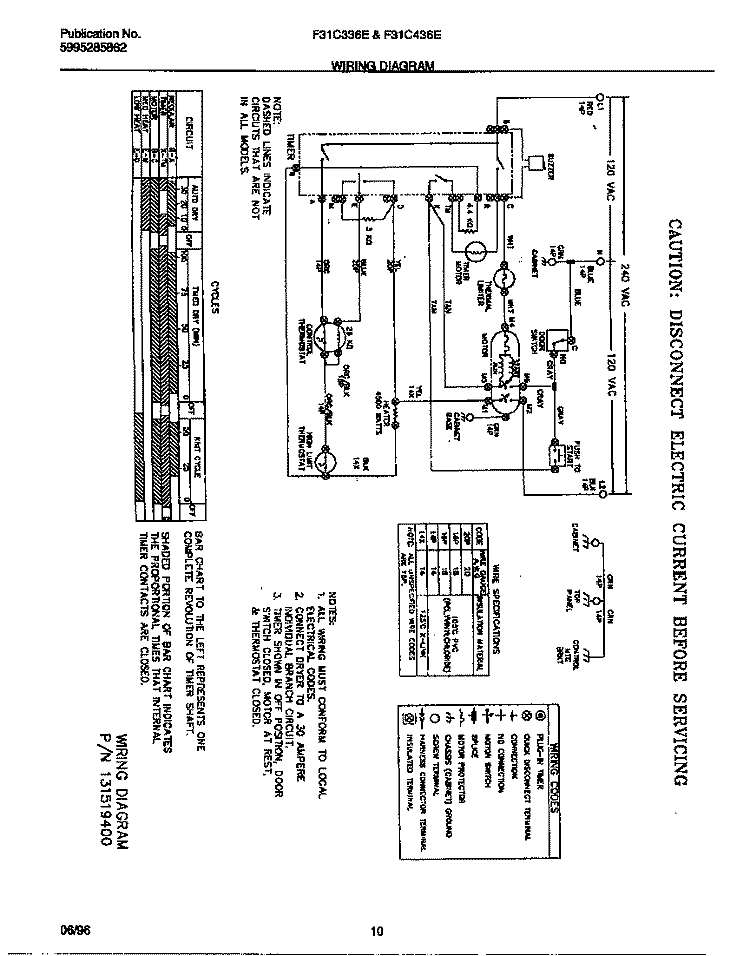 WIRING DIAGRAM Diagram and Parts List for F31C336ES0  Frigidaire Dryer