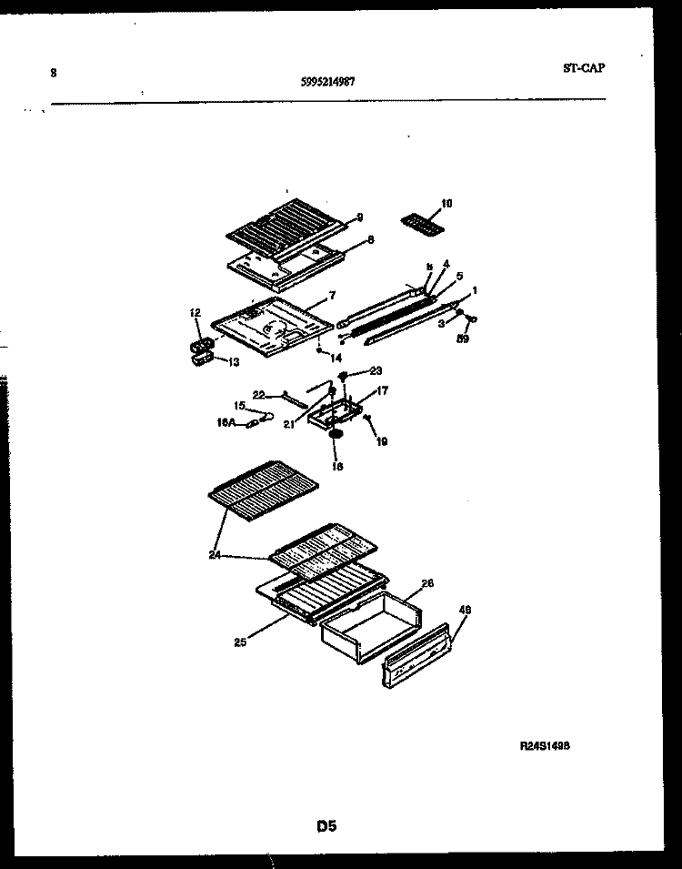 SHELVES AND SUPPORTS Diagram and Parts List for ATN130WK2  Frigidaire Refrigerator