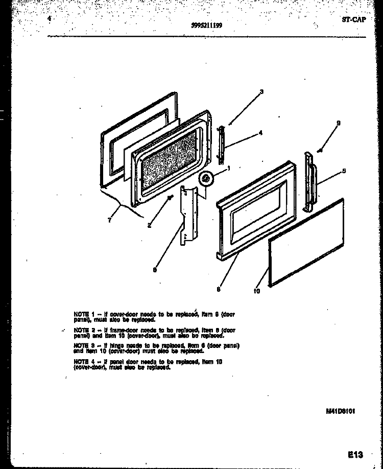 DOOR PARTS Diagram and Parts List for 56-2251-10-01  Tappan Microwave