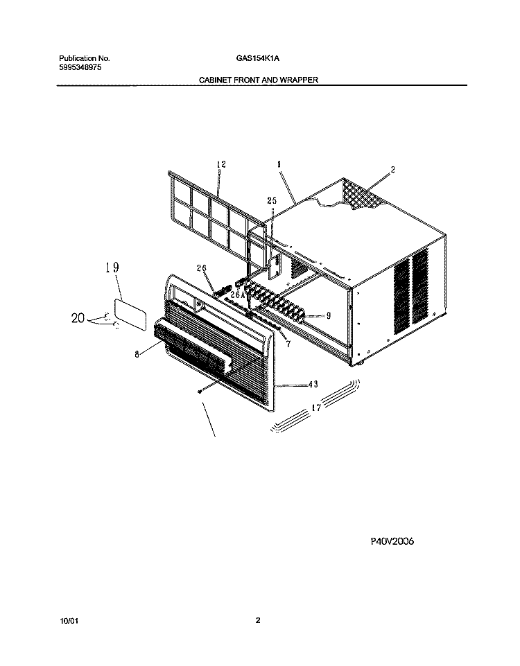 WRAPPER Diagram and Parts List for GAS154K1A1  Gibson Air Conditioner