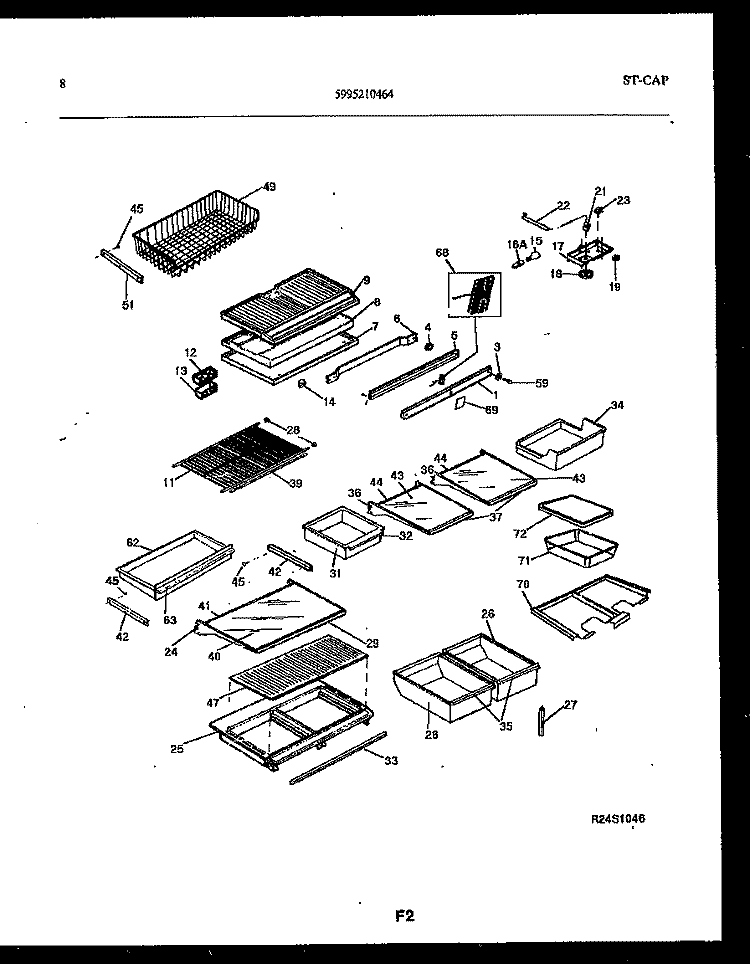 SHELVES AND SUPPORTS Diagram and Parts List for FPCEB21TIRB1  Frigidaire Refrigerator