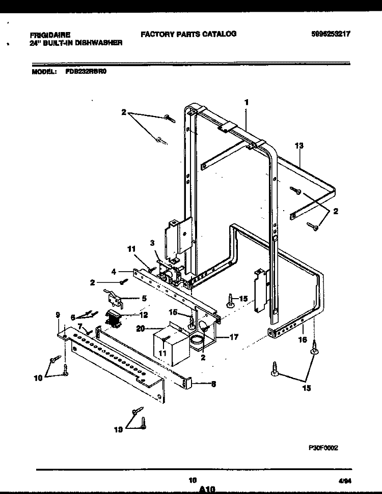 POWER DRY AND MOTOR PARTS Diagram and Parts List for FDB232RBR0  Frigidaire Dishwasher