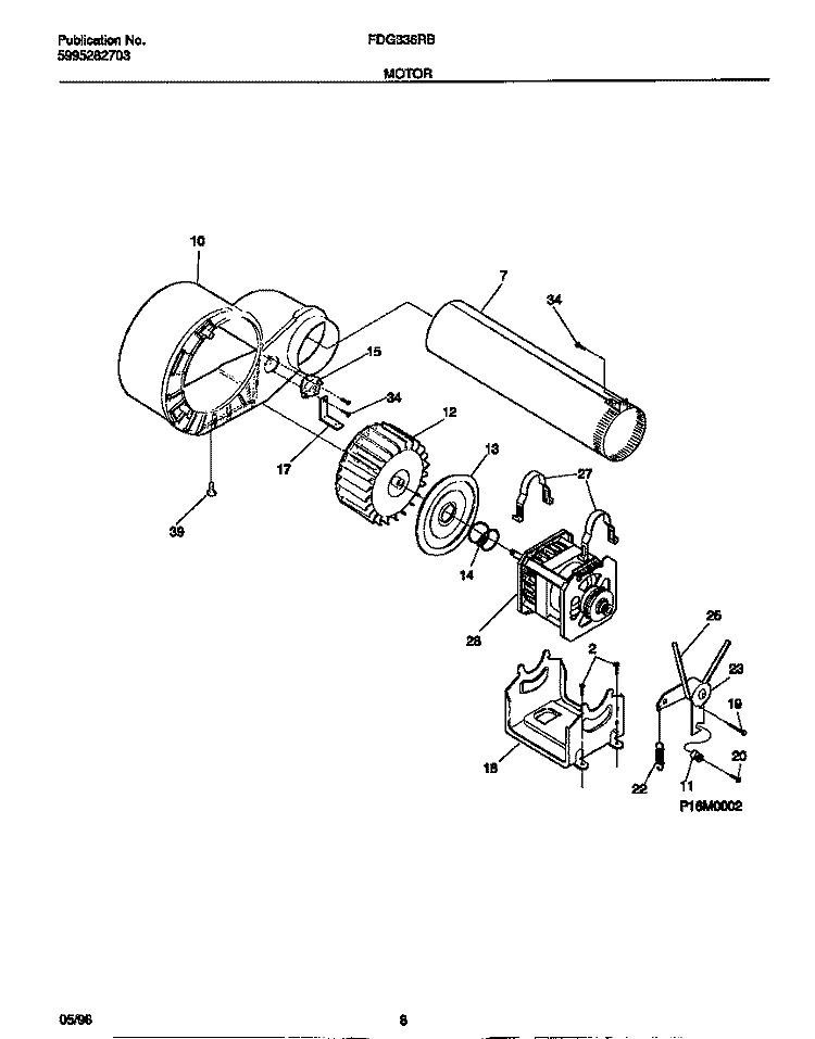 MOTOR Diagram and Parts List for FDG336RBS2  Frigidaire Dryer