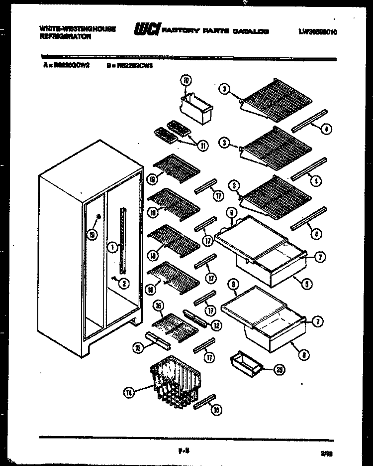 SHELVES AND SUPPORTS Diagram and Parts List for RS226GCH3  Frigidaire Refrigerator