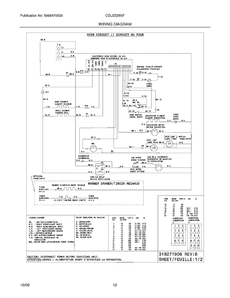 WIRING DIAGRAM Diagram and Parts List for CGLES385FS1  Frigidaire Range
