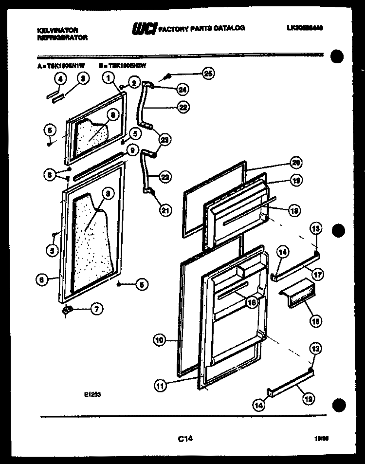DOOR PARTS Diagram and Parts List for TSK180EN2D  Kelvinator Refrigerator