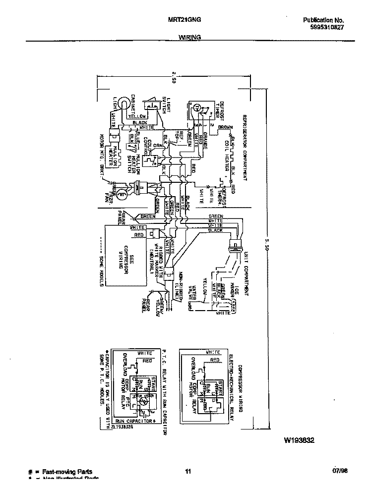 WIRING DIAGRAM Diagram and Parts List for M4521GNGW1  Frigidaire Refrigerator