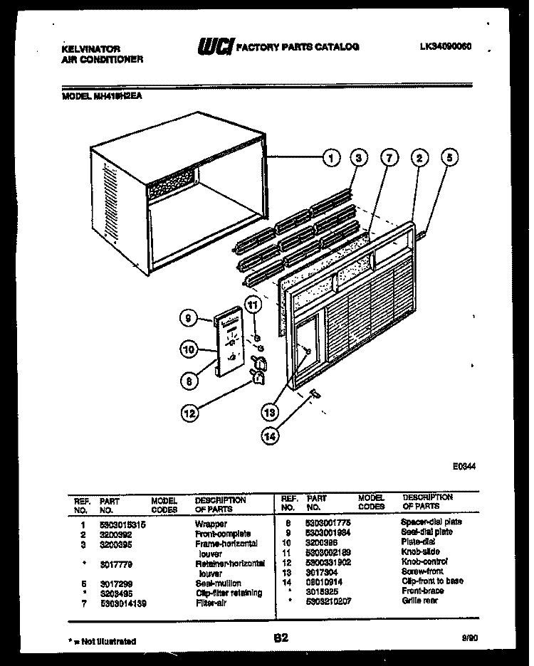 CABINET PARTS Diagram and Parts List for MH418H2EA  Kelvinator Air Conditioner