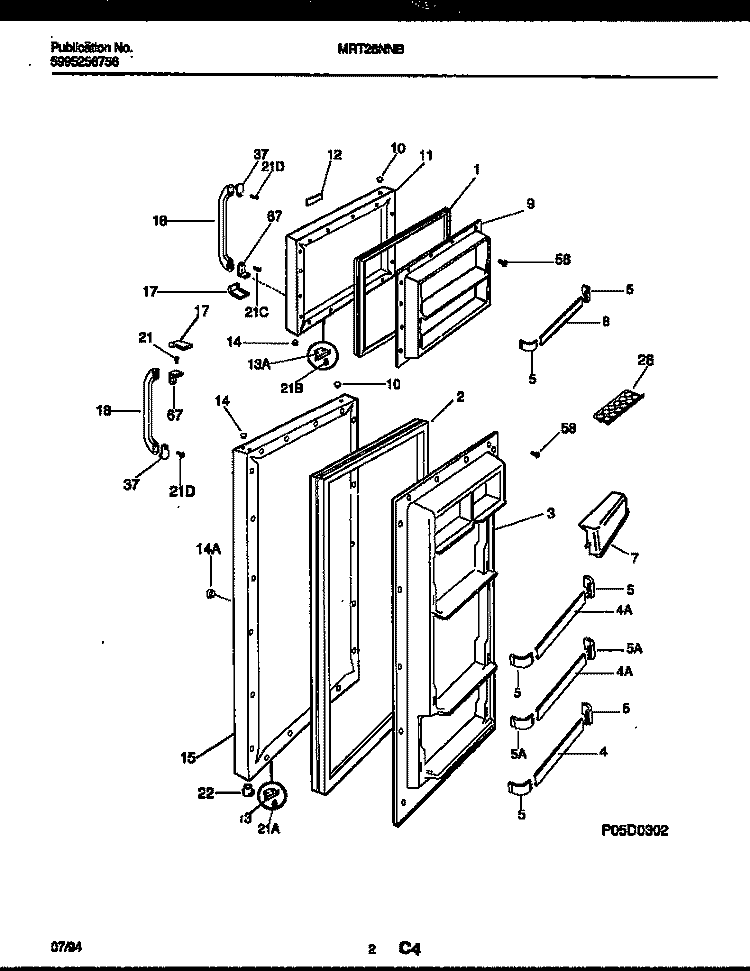 DOOR PARTS Diagram and Parts List for MRT26NNBY0  Uni Refrigerator