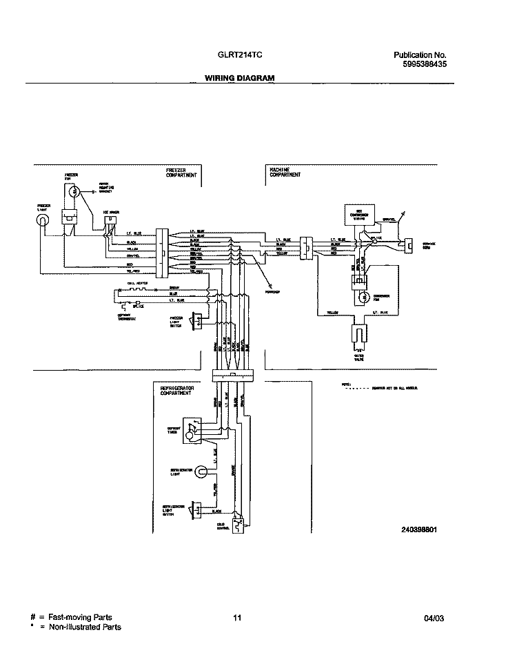 WIRING DIAGRAM Diagram and Parts List for GLRT214TCB0  Frigidaire Refrigerator