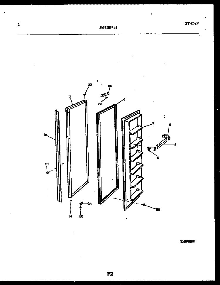FREEZER DOOR PARTS Diagram and Parts List for FPCIS22VPW1  Frigidaire Refrigerator