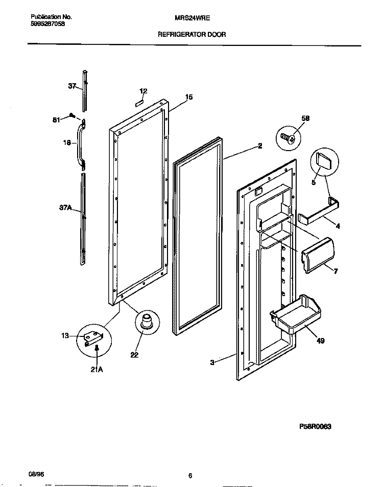 REFRIGERATOR DOOR Diagram and Parts List for MRS24WRED1  Frigidaire Refrigerator
