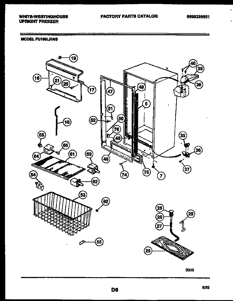 CABINET PARTS Diagram and Parts List for FU169LRW6  Frigidaire Freezer