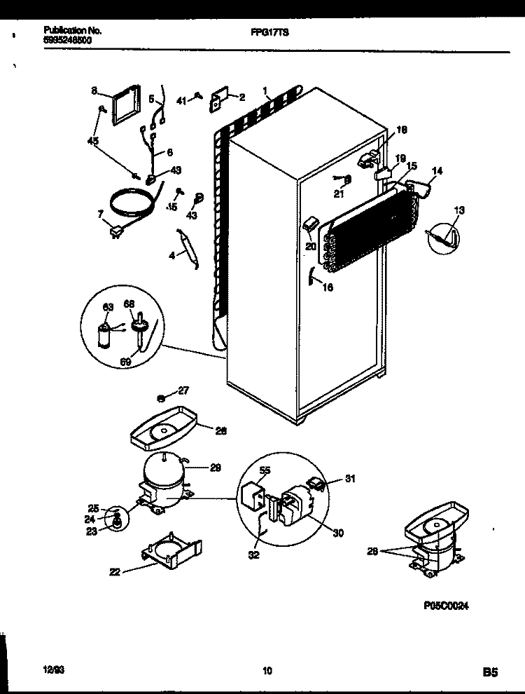 SYSTEM AND AUTOMATIC DEFROST PARTS Diagram and Parts List for FPG17TSW1  Frigidaire Refrigerator