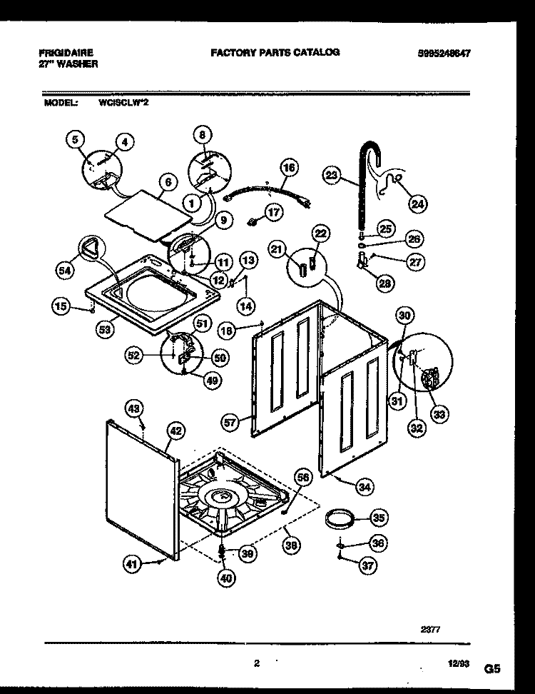CABINET PARTS Diagram and Parts List for WCISCLL2  Frigidaire Washer