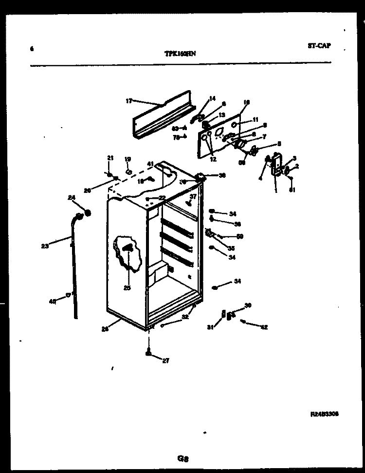 CABINET PARTS Diagram and Parts List for TPK160HN2W  Kelvinator Refrigerator