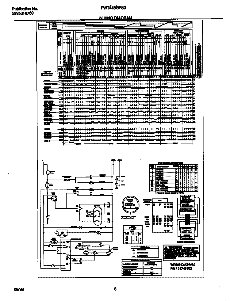 WIRING DIAGRAM Diagram and Parts List for FWT449GFS0  Frigidaire Washer