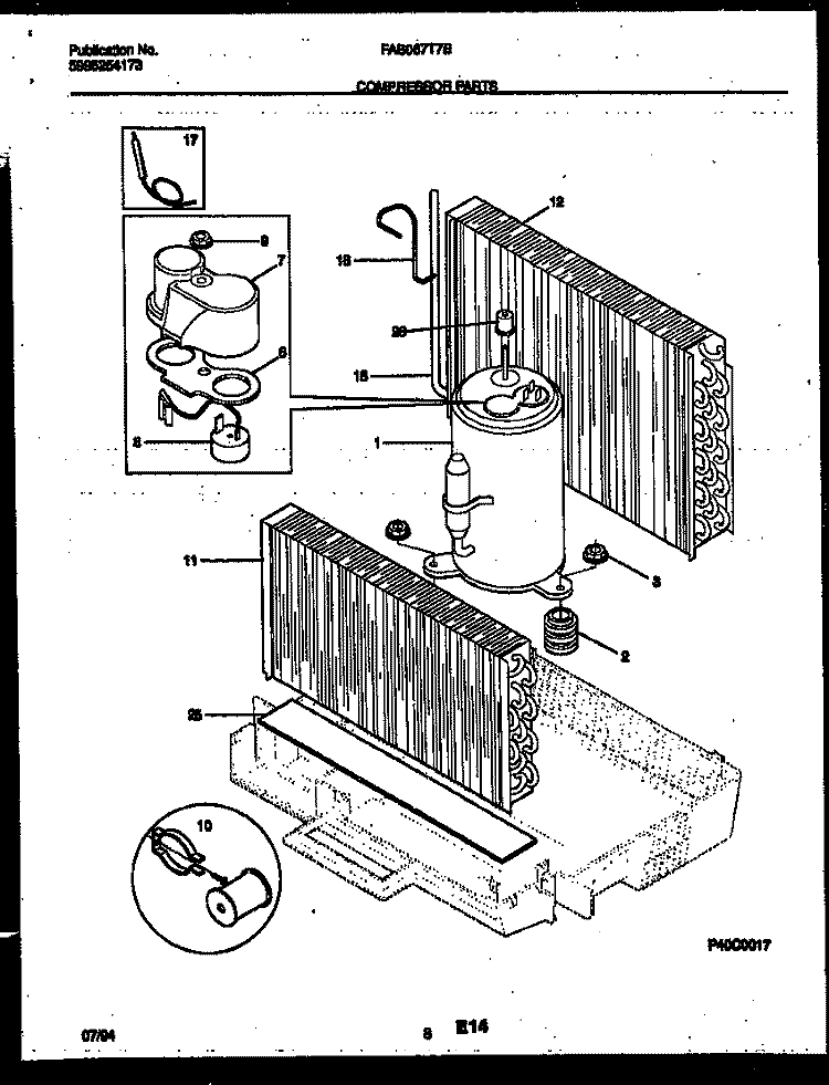 COMPRESSOR PARTS Diagram and Parts List for FAB067T7B1  Frigidaire Air Conditioner