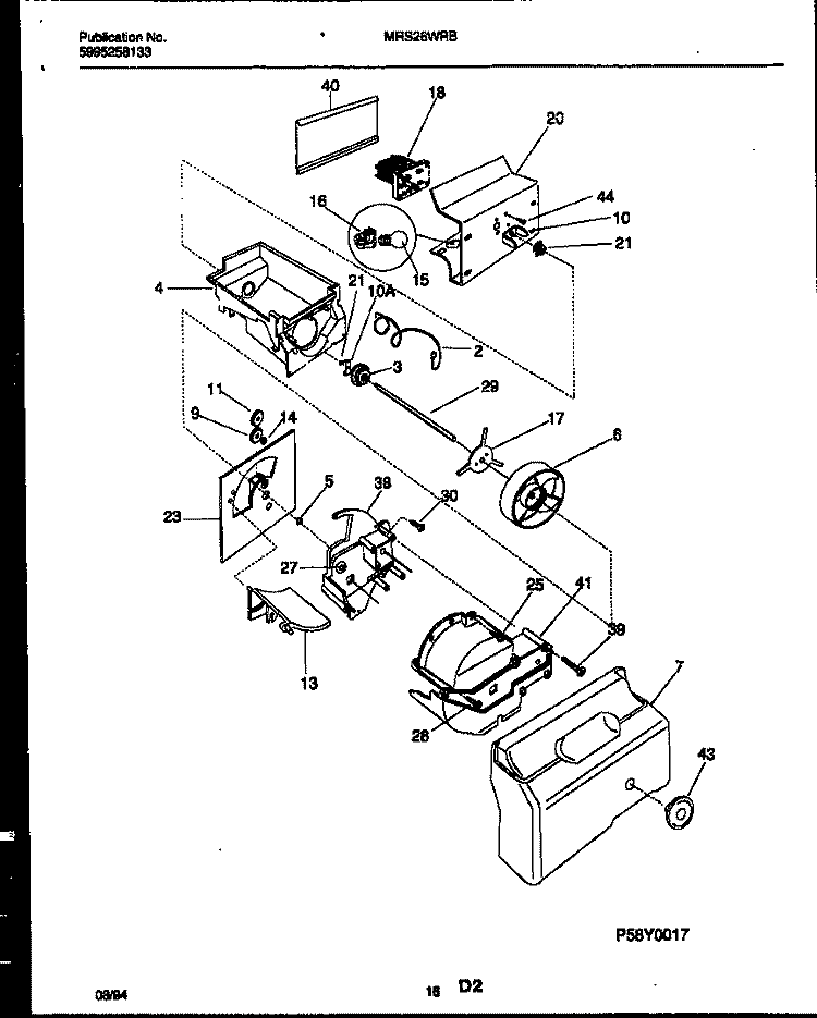 ICE DISPENSER Diagram and Parts List for MRS26WRBD0  Frigidaire Refrigerator