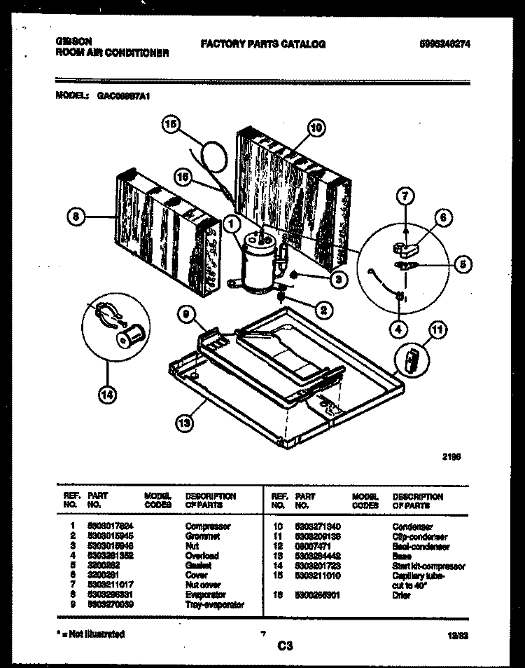 SYSTEM PARTS Diagram and Parts List for GAC068S7A1  Gibson Air Conditioner