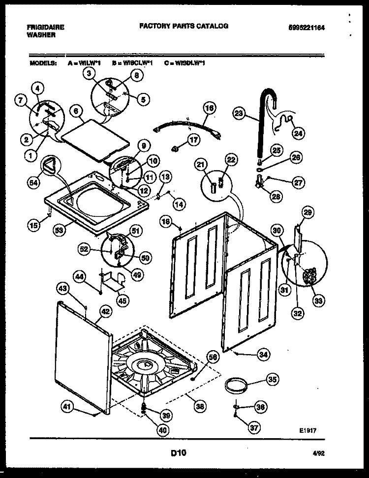 CABINET PARTS Diagram and Parts List for WISCLW1  Frigidaire Washer