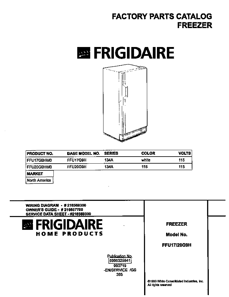 COVER Diagram and Parts List for FFU17G9HW0  Frigidaire Freezer