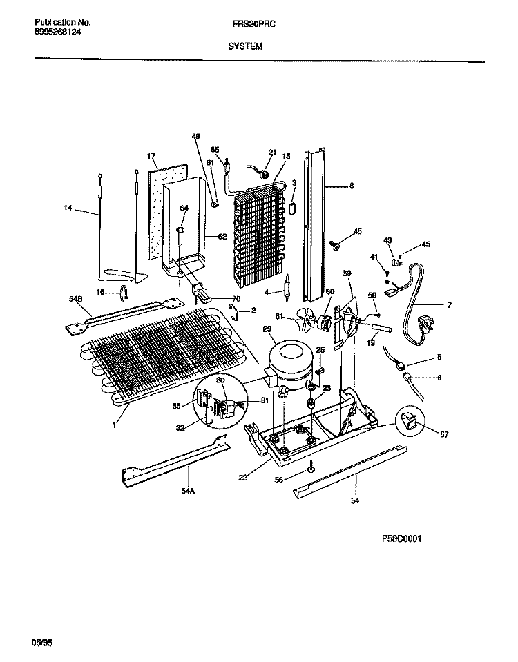 SYSTEM Diagram and Parts List for FRS20PRCW0  Frigidaire Refrigerator